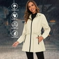 thumbnail image 3 of Yigetop Womens Rain Jacket with Hood Rain Jackets for Women Water Proof Packable Hooded Rain Coat Lightweight Windbreaker with Pocket 3 in 1 Jacket Women Beige L, 3 of 7