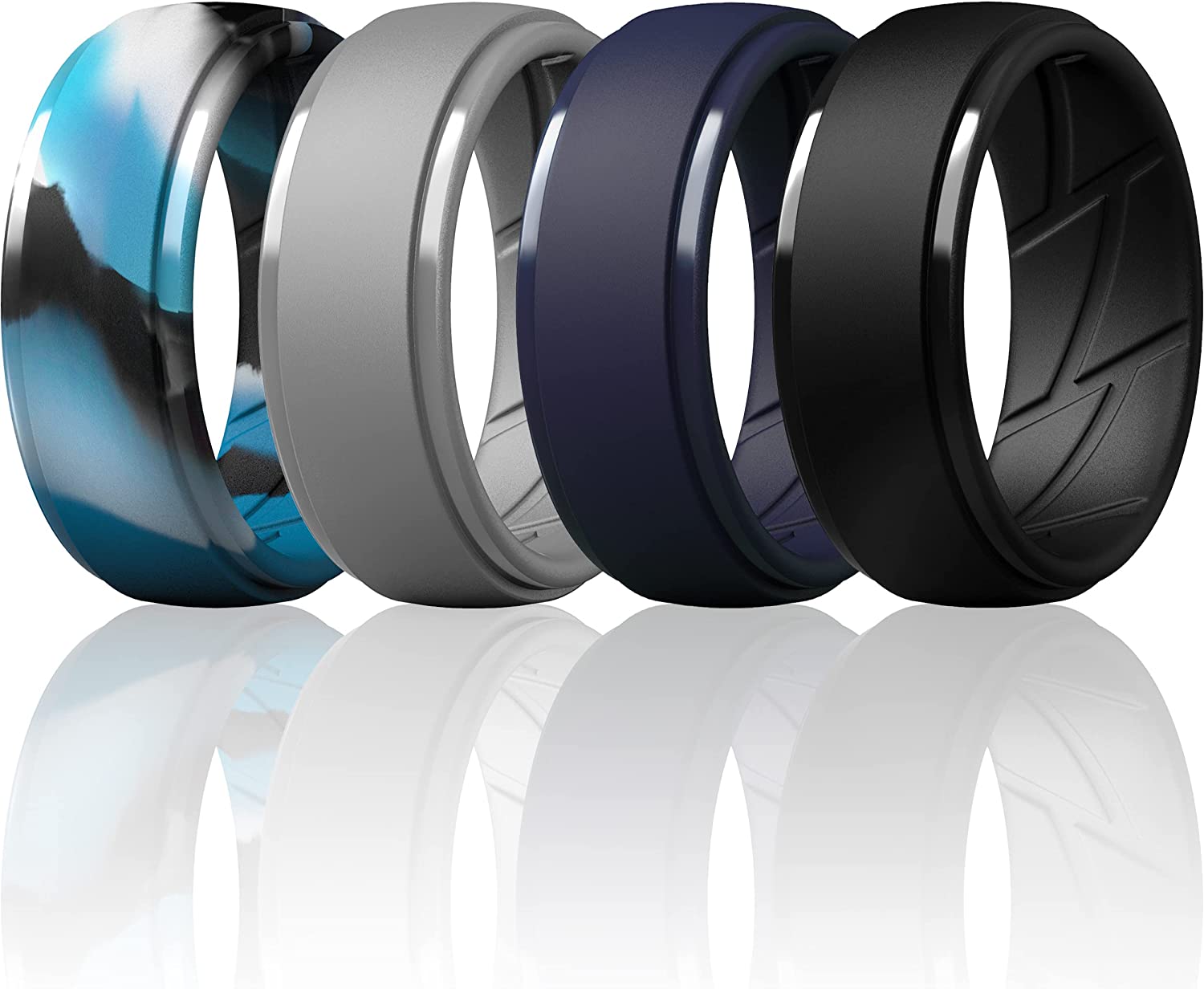 ThunderFit Silicone Wedding Rings For Men – Breathable, Flexible, Perfect For Active Lifestyles & Work – 8mm Wide, 2mm Thick – Multipack Sizes 5.5-6
