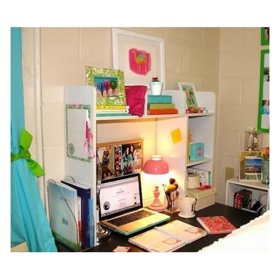 Classic Dorm Desk Bookshelf - White