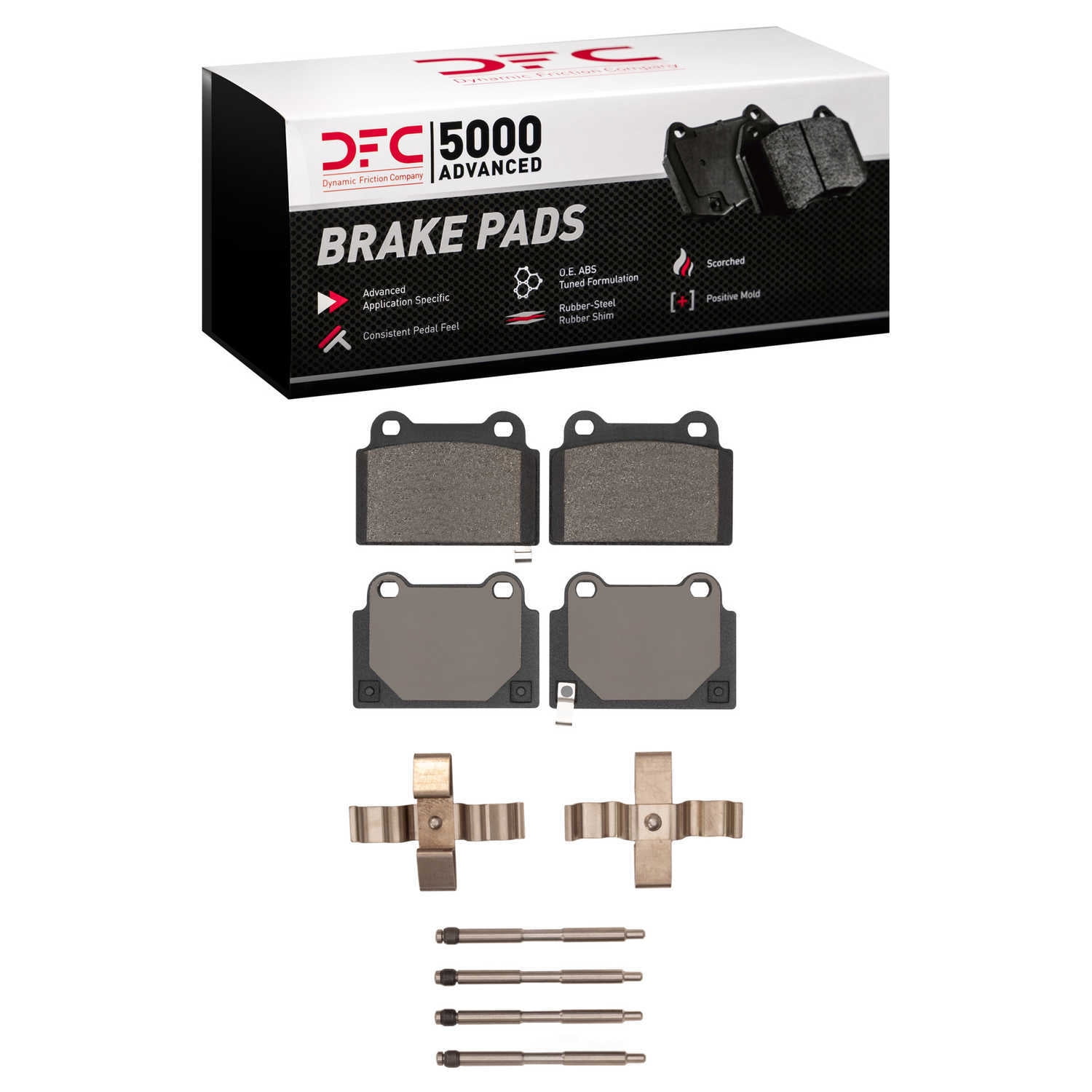 Dynamic Friction Company 1551-1368-01 DFC 5000 Advanced Brake Pads - Low Metallic and Hardware Kit