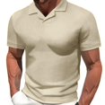 thumbnail image 2 of Caqnni Soft Men's Polo Shirts Classic Fit Collared Shirts for Everyday Comfort (Khaki,L), 2 of 7