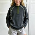 thumbnail image 2 of Amidoa Girls Half Zip Pullover Long Sleeve T Shirts Kids Mock Neck Casual Tops Black Size 14-15 Years, 2 of 9