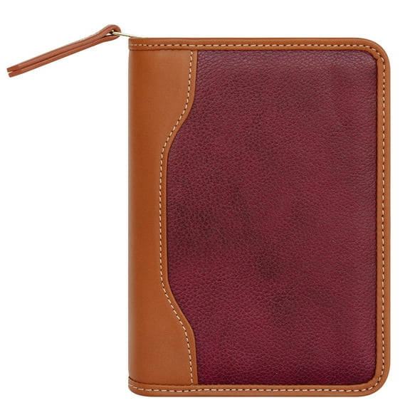 FranklinCovey Jody Leather Zipper Binder (Pocket Size, Deep Red)