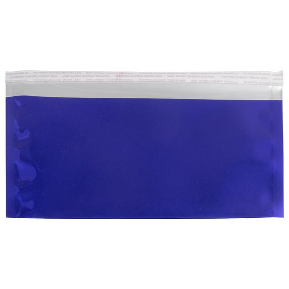 JAM Paper #10 Foil Envelopes, 4 1/8 x 9 1/2, Blue, 100/Pack, Peel & Seal