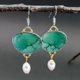 thumbnail image 1 of Exquisitos pendientes de gota de perlas de imitación de agua de Color plateado para mujer pendientes de perlas de imitación redondas de color rojo verde brillante Tan Jianjun unisex, 1 of 2