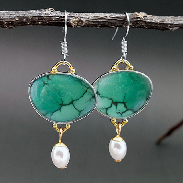 Exquisitos pendientes de gota de perlas de imitación de agua de Color plateado para mujer pendientes de perlas de imitación redondas de color rojo verde brillante Tan Jianjun unisex