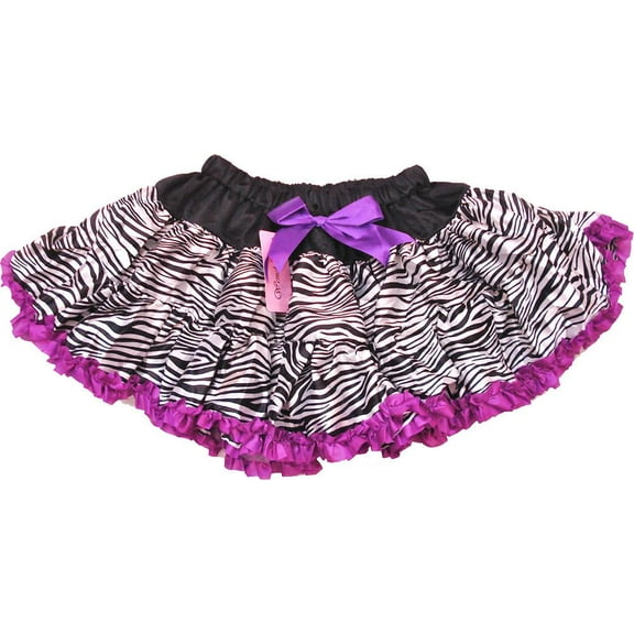 Wenchoice Girl'S  Zebra Satin Tutu With Purple Trim M(3T-4T)