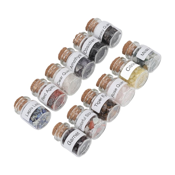 Curación de Piedras Que Desean Botella, Juego de Chips de Piedra de Cristal Multicolor Natural Para El Chakra para la Meditacia
