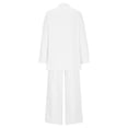 thumbnail image 5 of GILIGEGE Linen Sets for Women 2 Piece Summer 2 Piece Outfits Cotton Linen Sets Button Down Shirts and Drawstring Wide Leg Long Pants with Pockets Wide Leg Pants Tracksuit Lounge Matching Sets, 5 of 9