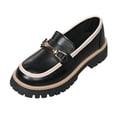 thumbnail image 2 of Women's Retro Chunky Heel Loafers, Black & White Color Block Platform Shoes, Matte Finish Round Toe Slip On Dress Shoes, Comfortable Mid Heel Casual Walking Shoes for Daily Wear, 2 of 9