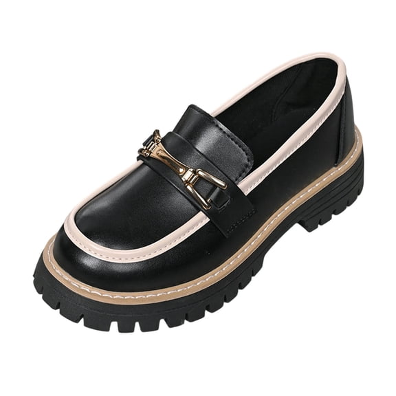 DeHolifer Women's Patent Leather Loafers Round Toe Slip On Flat Shoes Black Office Work Commute Loafer Shoes for Large Sizes