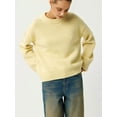 thumbnail image 5 of Women'S Sweater Crew Neck Long Sleeve Pullover Loose Fit Soft Knit Ribbed Hem Fall Winter Outfit Light Yellow One Size, 5 of 8