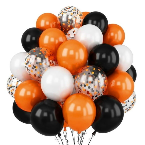 Globos de fiesta Togvu, 60 paquetes de Halloween, 30 cm, negro y naranja