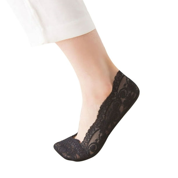 jovati Fashion Womens Cotton Blend Lace Antiskid Invisible Low Cut Socks  Toe Ankle Sock 