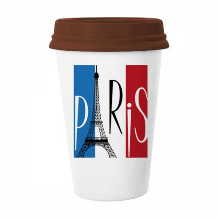 

National Flag France Eiffel Tower Paris Mug Coffee Drinking Glass Pottery Cerac Cup Lid