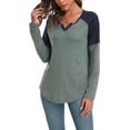 thumbnail image 3 of Anyjoin Women's Long Sleeve Tunic Tops V Neck Color Block Tops Loose Casual Blouse, 3 of 6