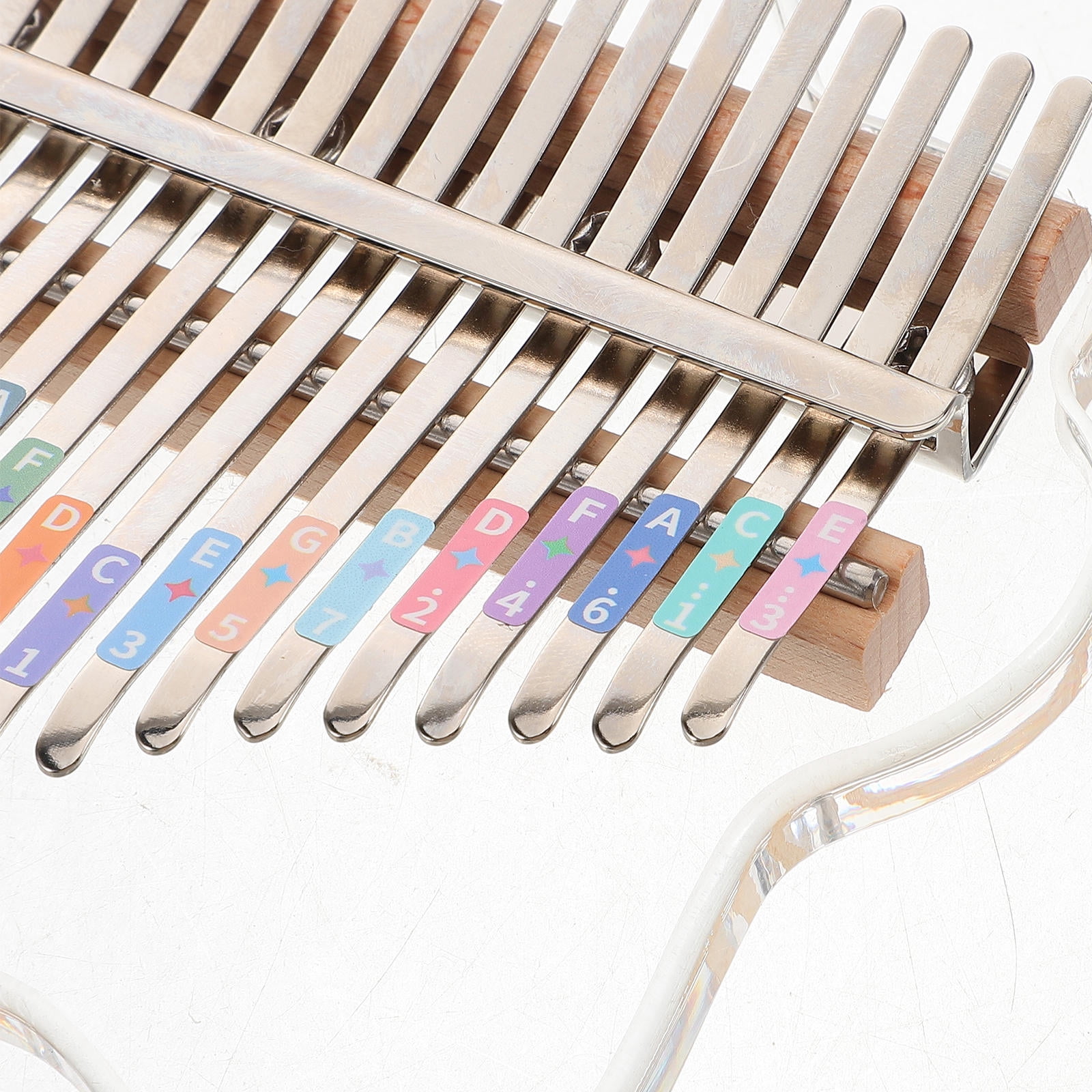 Masteelf 2pcs Acrylic Thumb Piano Transparent 17-Key Kalimba Portable Finger Piano with Tuning Hammer Delicate Carving Pattern Kalimba Exquisite Music Instrument