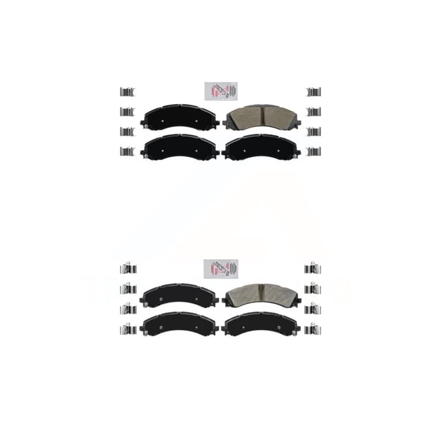 AmeriBRAKES Front Rear Semi-Metallic Disc Brake Pads Kit For 2019-2022 Ram 3500 With Dual Wheels KNF-101083