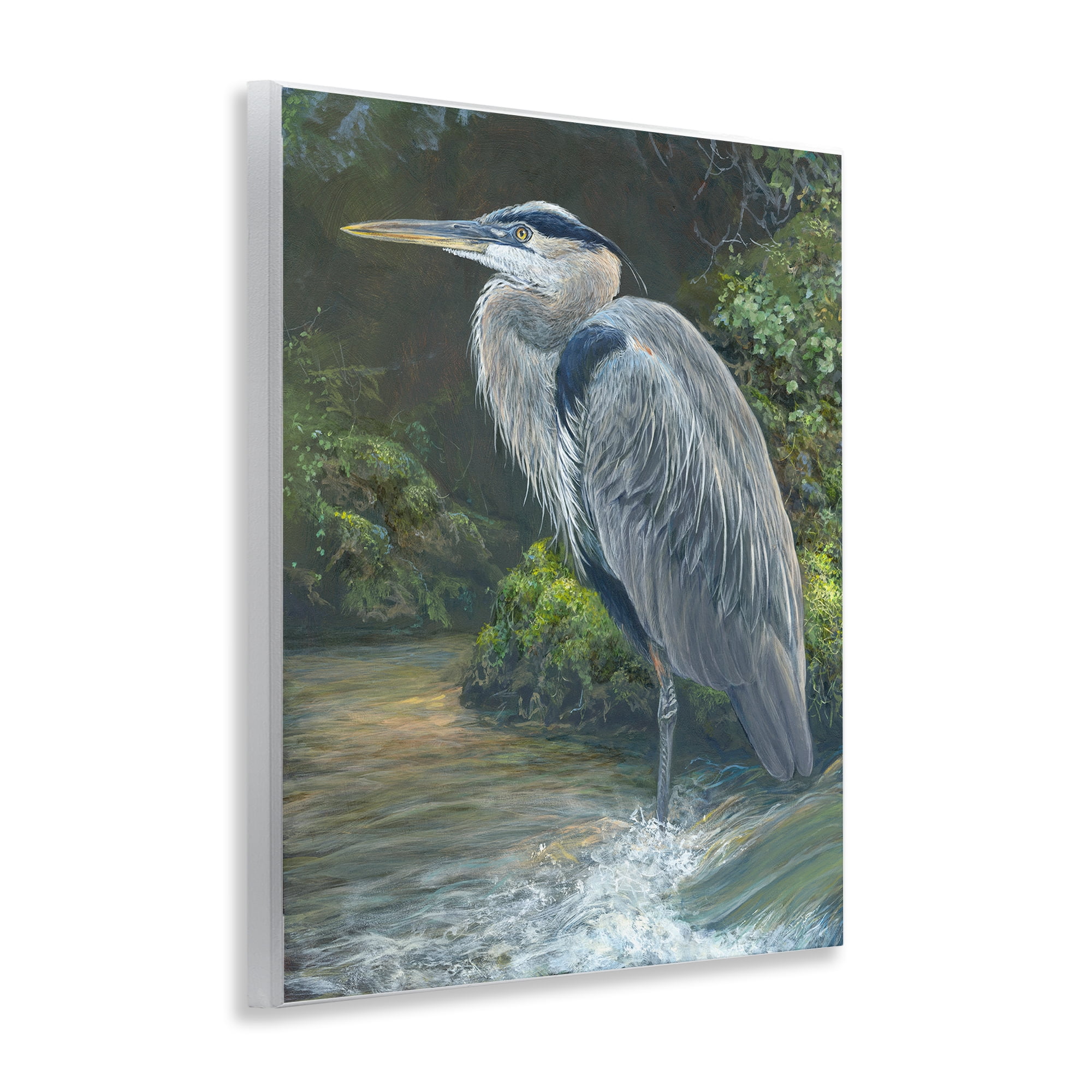 Stupell Industries Blue Heron at Water's Edge Animals Painting Unframed Art Print Wall Art, 11 x 14