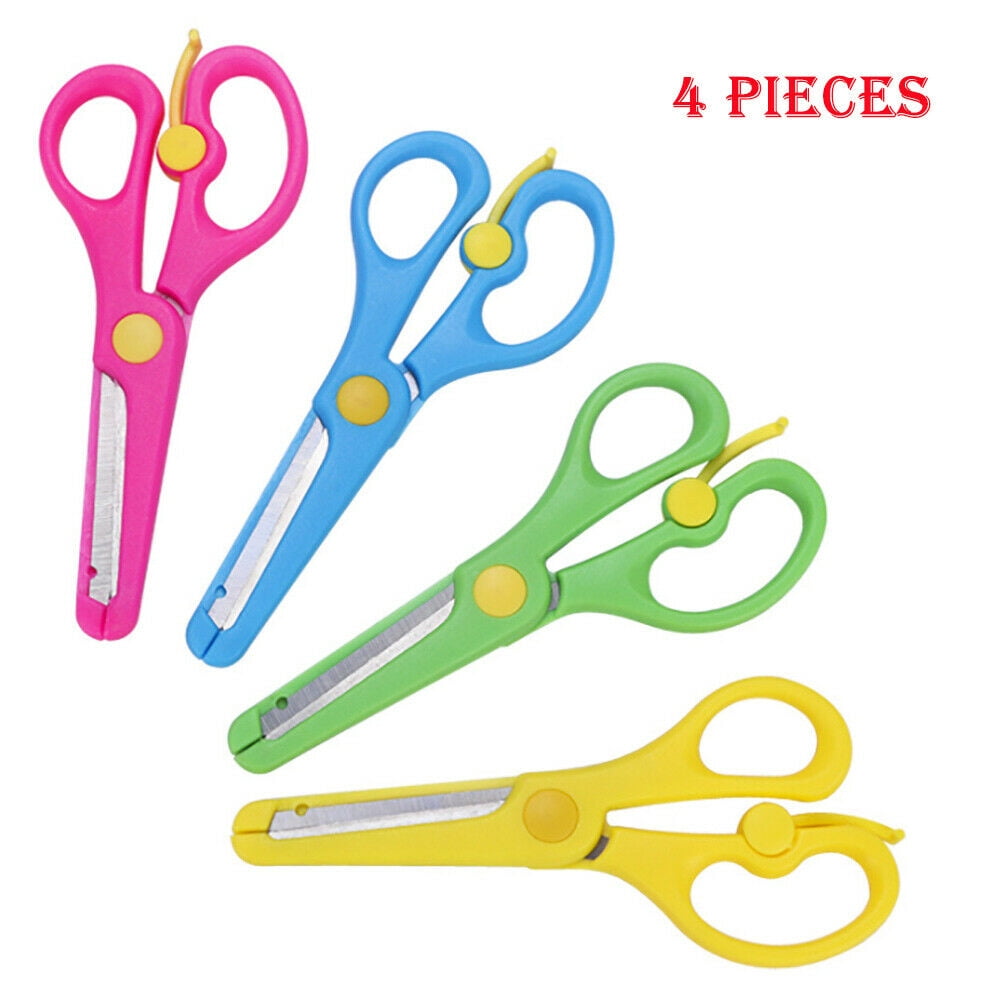 4PCS Children Kids' Safety Artwork Blunt Tip Anti-pinch Shears Students Scissors