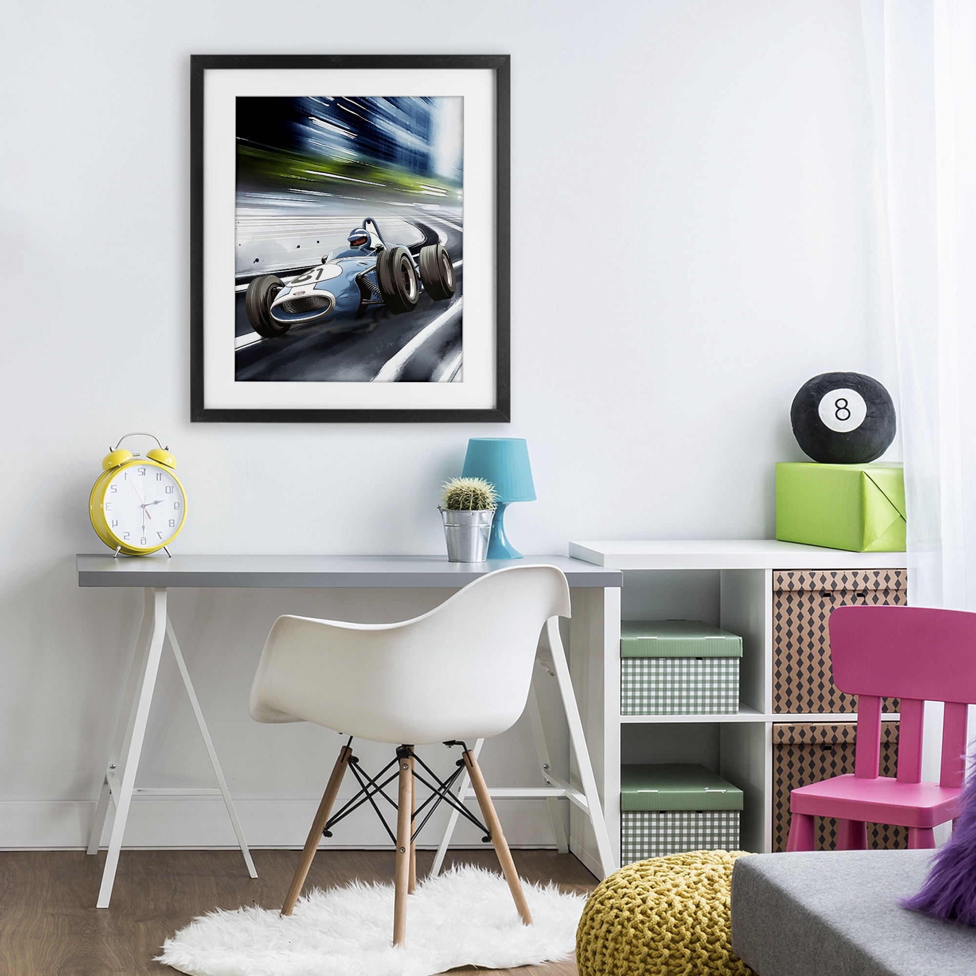 Stupell Industries Speeding Racecar Driver Black Framed Print Under Glass, design by Christine Simpson Art