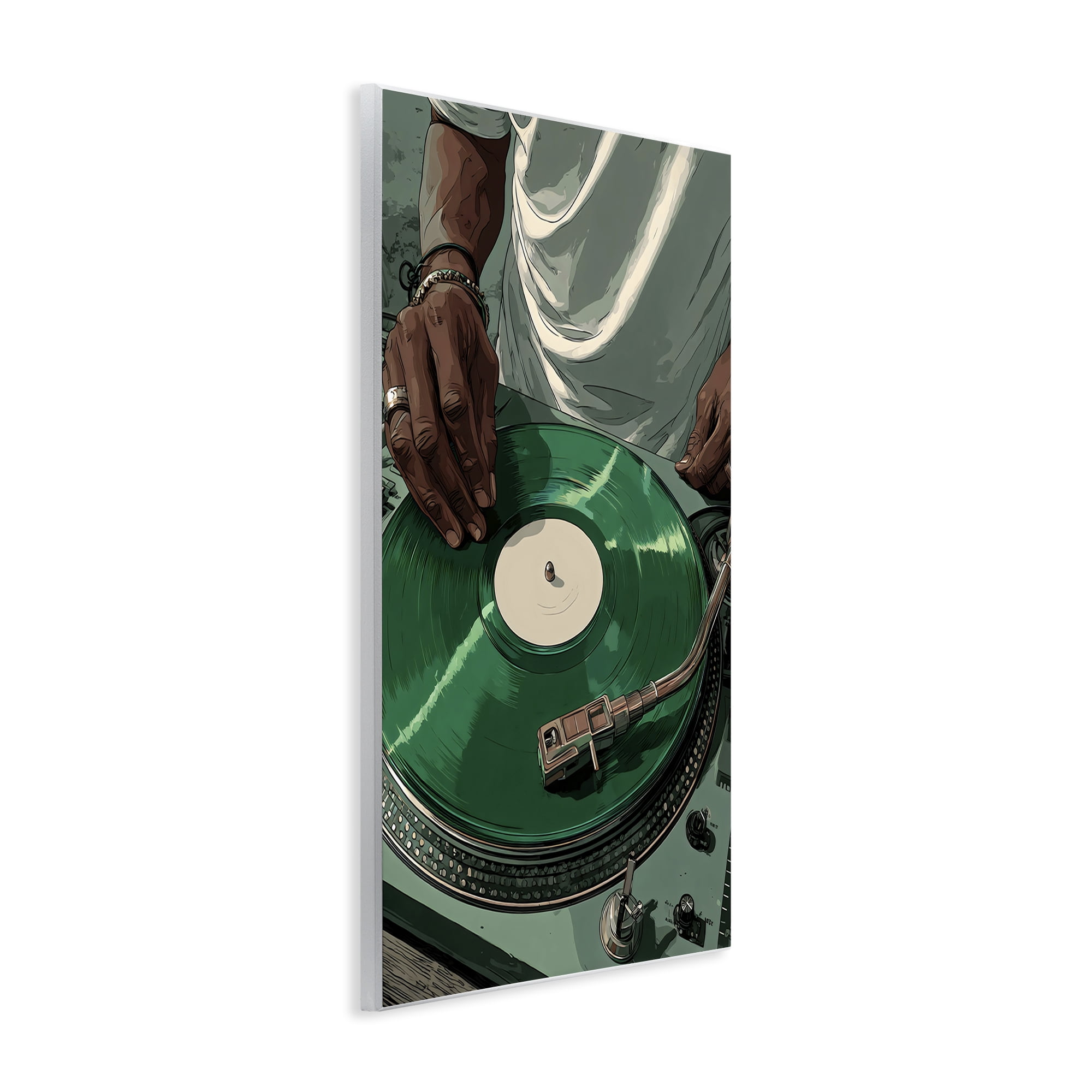Stupell Industries DJ Spinning Green Record Wall Plaque Art, design by Franklyn Gregory