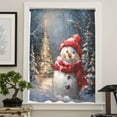thumbnail image 4 of Red Snowman Christmas Semi Sheer Curtains Drapes for Living Room, Bedroom, French Doors Window 84 Inches Long, Xmas Snowflake Oil Painting Rod Pocket Chiffon Curtain Drapery Voile Draperies Panel, 4 of 6