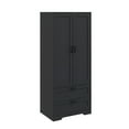 thumbnail image 3 of Armoire Garde-Robe Placard avec 2 Tiroirs, Armoire Moderne en Bois pour Chambre avec Portes, Armoire de Rangement pour Vêtements avec Tringle Suspendue, pour Chambre, 3 of 8