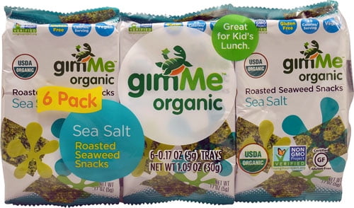 GimMe Organic Roasted Seaweed Snacks Sea Salt -- 6 Trays pack of 1 by Gimme