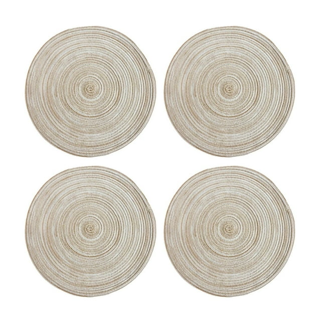 DJN Clearance Placemat Round Placemats Set Of 4 Round Table Placemats Braided Cotton Place Mats 15 Inch For Kitchen Dining Table Holiday Party Cloth F E