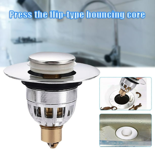 VeliToy Stainless Steel Sink Plug Pop Up Sink Drain Plug Push Type