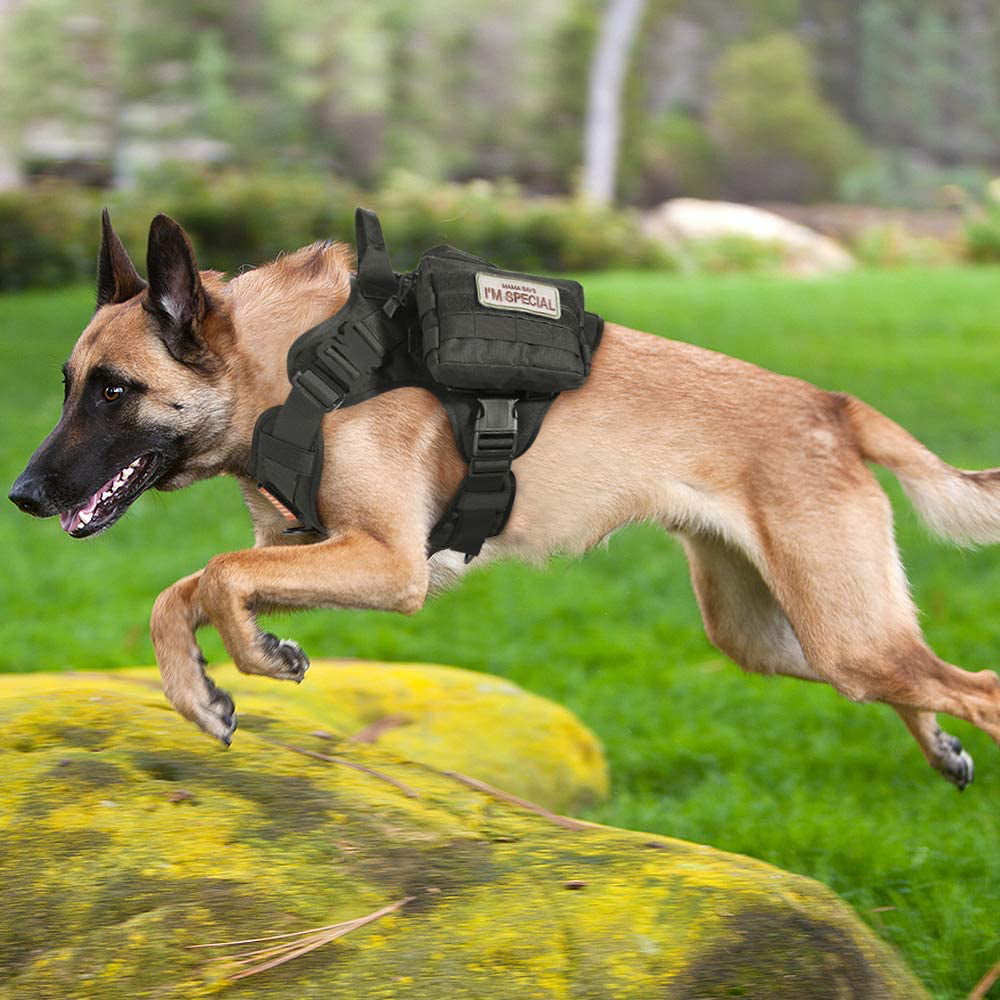 Durable Pet Dog  Tactical Military Harness Reflective Large Dogs Vest Harness For Working Dog Training Travel With Handle