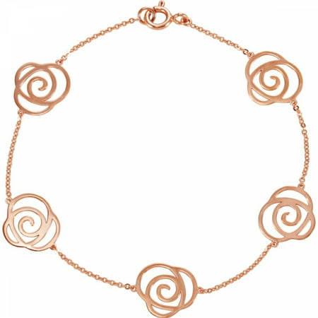 14k Floral Design - Floral Design Bracelet 650102 / 14Kt Rose / Bracelet / Complete No Stone / 07.00 Inch / Polished / None