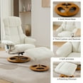 thumbnail image 4 of Modern Ergonomic Recliner Chair with Ottoman in Chenille Fabric, 360° Swivel Lounge Chair with Massage Features, 4 of 10
