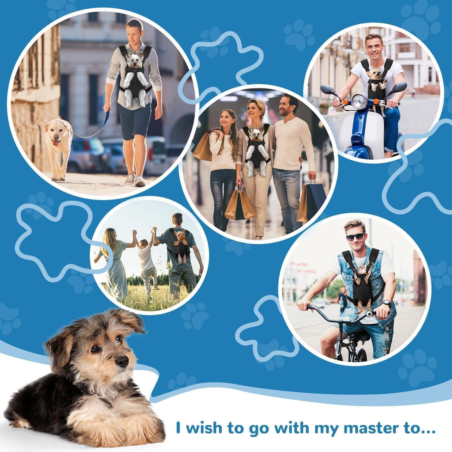 Pet Dog Carrier Backpack Adjustable Dog Front Carrier, Legs Out Easy-Fit Dog Travel Backpack Carrier for Hiking Camping for Small Medium Dogs Cats and Rabbit (Small (Pack of 1), A-Black)
