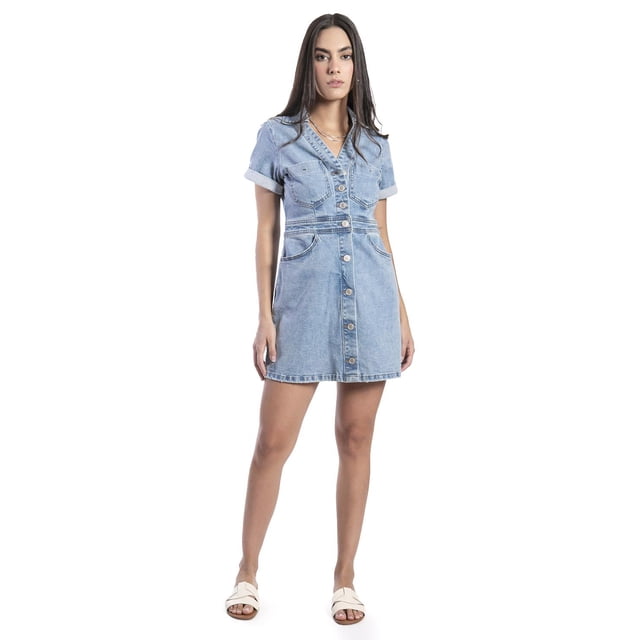 Vestido de mezclilla /Juvenil, 7057 (Mezclilla light) azul G
