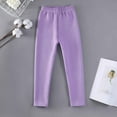 thumbnail image 3 of Pandaie 1-14T Girls Fleece Lined Leggings Winter Warm Soft Thermal Pants Full Length Kids Tights Trousers Clothes Purple 13-14 Years, 3 of 5