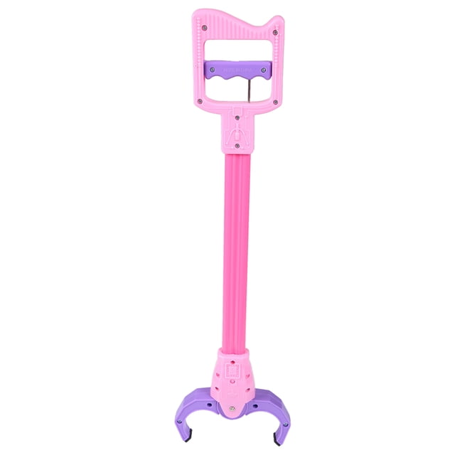 Kids Claw Grabber, Grabber Toy, Sturdy For Kids Children. A pink and purple plastic grabber toy with a flexible claw mechanism designed for clamping objects like balls. The handle features a clicking sound when squeezed, making it interactive and fun for children. Lightweight and durable, it is suitable for picking up items in hard-to-reach places and can be a thoughtful birthday gift.