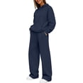 thumbnail image 6 of YFNNUP Womens 2 Piece Lounge Sweatsuit Fall Fashion Matching Sweat Sets Oversized Hoodies & Baggy Jogger Sweatpants Navy,L, 6 of 7