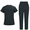 thumbnail image 4 of Solid Color Scrub Set for Women, Short Sleeve Mock Neck Top & Elastic Waist Pants, Simple & Comfortable CNA Uniform for Daily Wear Gray L, 4 of 4