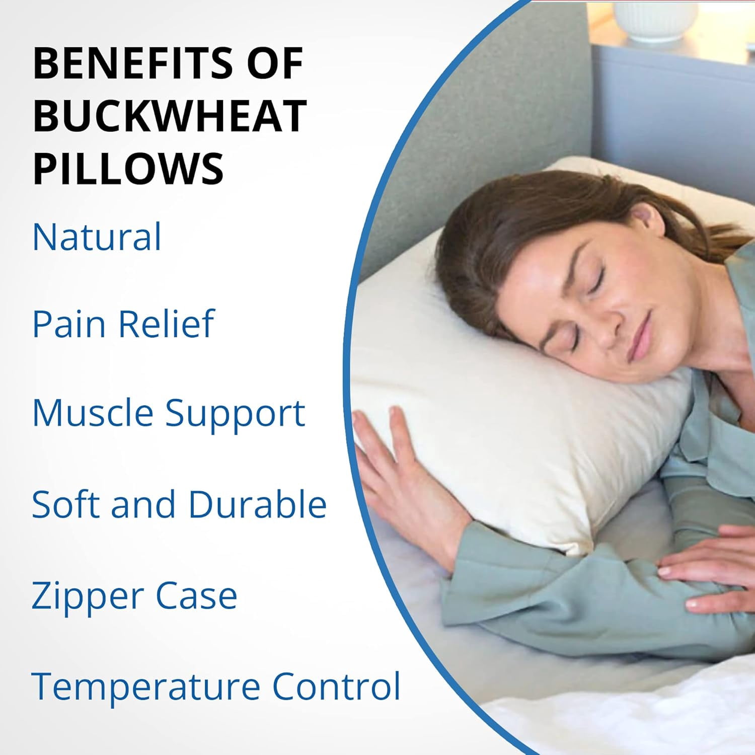 Orimono Elegance Buckwheat Pillow – 100% Organic Undyed Cotton Cover, Adjustable Firmness with Extra Filling – Neck & Back Support for Better Sleep