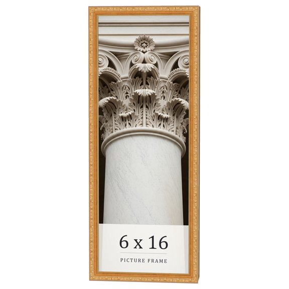 6x16 Frame Gold Solid Wood Picture Frame Width 1.125 Inches | Interior Frame Depth 0.375 Inches |