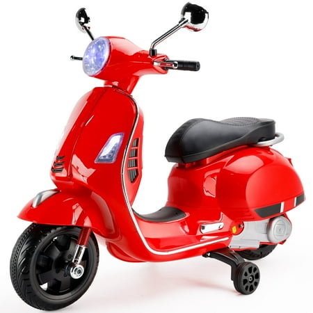 Bruce&Shark Kids Motorcycle 6V Ride on Electric Motorcycle with Training Wheels, Headlight, Battery Powered 3 Wheels Toy Gift with LED Headlight Horn for Boys Girls, Red