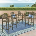 thumbnail image 2 of Blair Outdoor Rustic Acacia Wood Barstool (Set of 4), Gray, 2 of 7