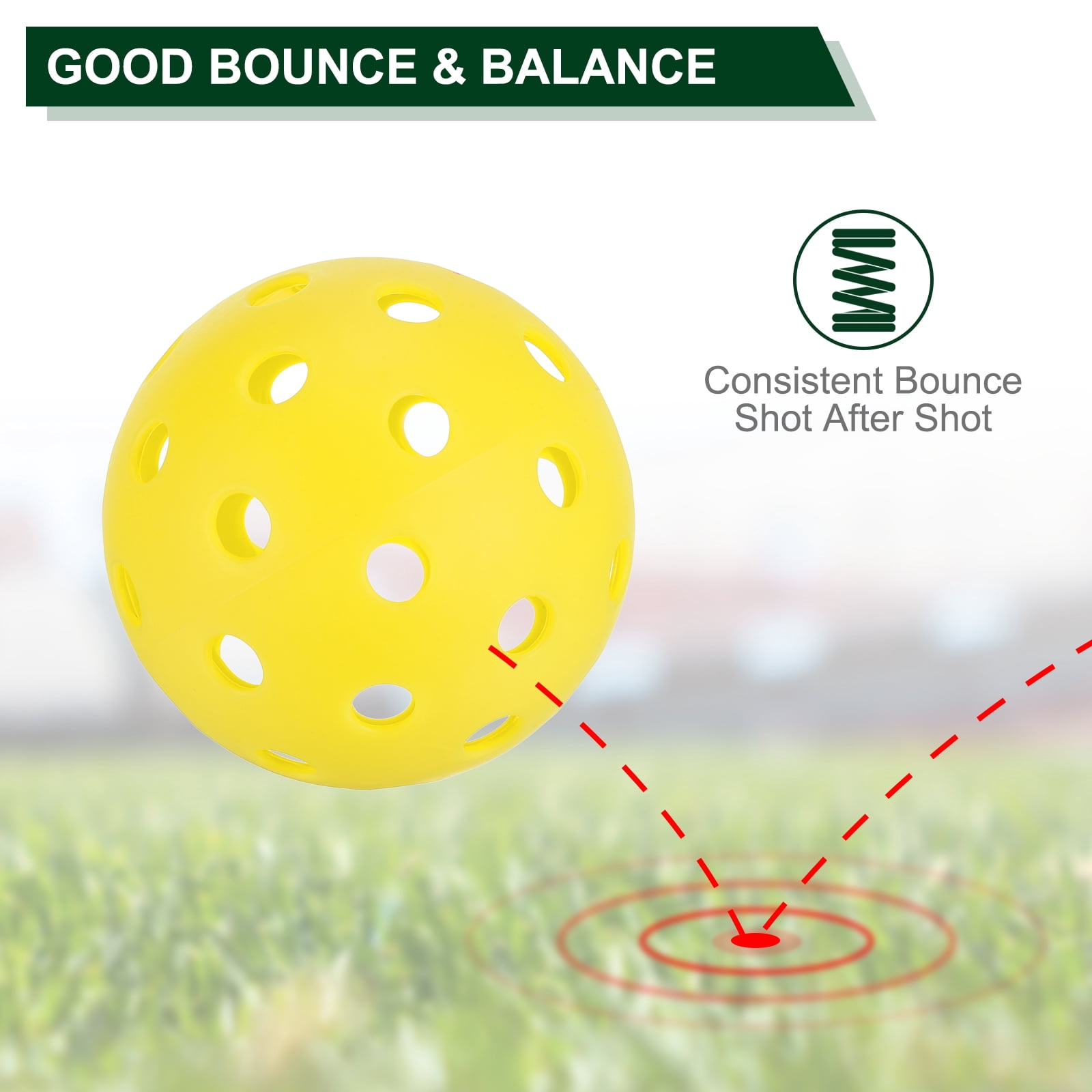 Unique Bargains Outdoor Pickleball Balls 40 Holes Pickleball Balls for Amateurs Sport Yellow