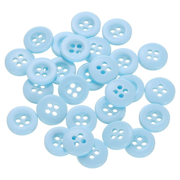 60pcs 18L Sewing Buttons 15/32"(11.5mm) Resin Round Flat 4-Hole Craft Replacement Buttons for Sewing Clothing and DIY, Light Blue