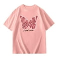 thumbnail image 2 of Tfken Summer T-Shirts For Girls Half Sleeve Butterfly Print Crew Neck Tops Daily Wear Fashion Teen Comfortable Shirts Pink Size 6-7 Years, 2 of 4
