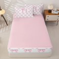 thumbnail image 4 of Homewish Pink Bow Tie Zipper Full Size Comforter Sets with Fitted Sheet and 2 Pillowcases For Girls,Cartoon Letter Alphabet C Kids Zipper Bedding Set,Pink Reversible,4-Piece, 4 of 7