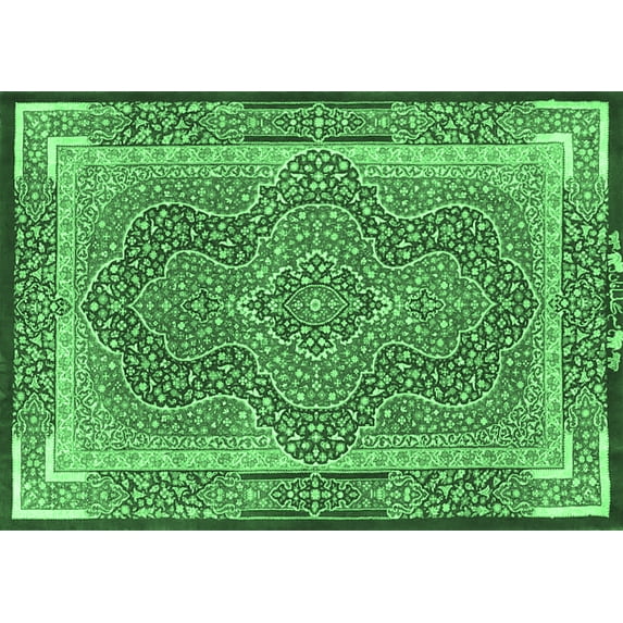 Ahgly Company Indoor Rectangle Medallion Emerald Green Traditional Area Rugs, 3' x 5'