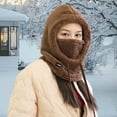 thumbnail image 4 of Women Winter Balaclava Hat with Face Shield Thick Warm Fleece Windproof Cycling Adjustable Full Outdoor Travel Cold Weather Skiing Cap, 4 of 8